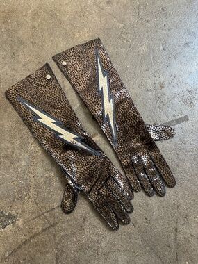 Vivienne Westwood Insane Lightning Bolt Long Leather Gloves w/ engraving